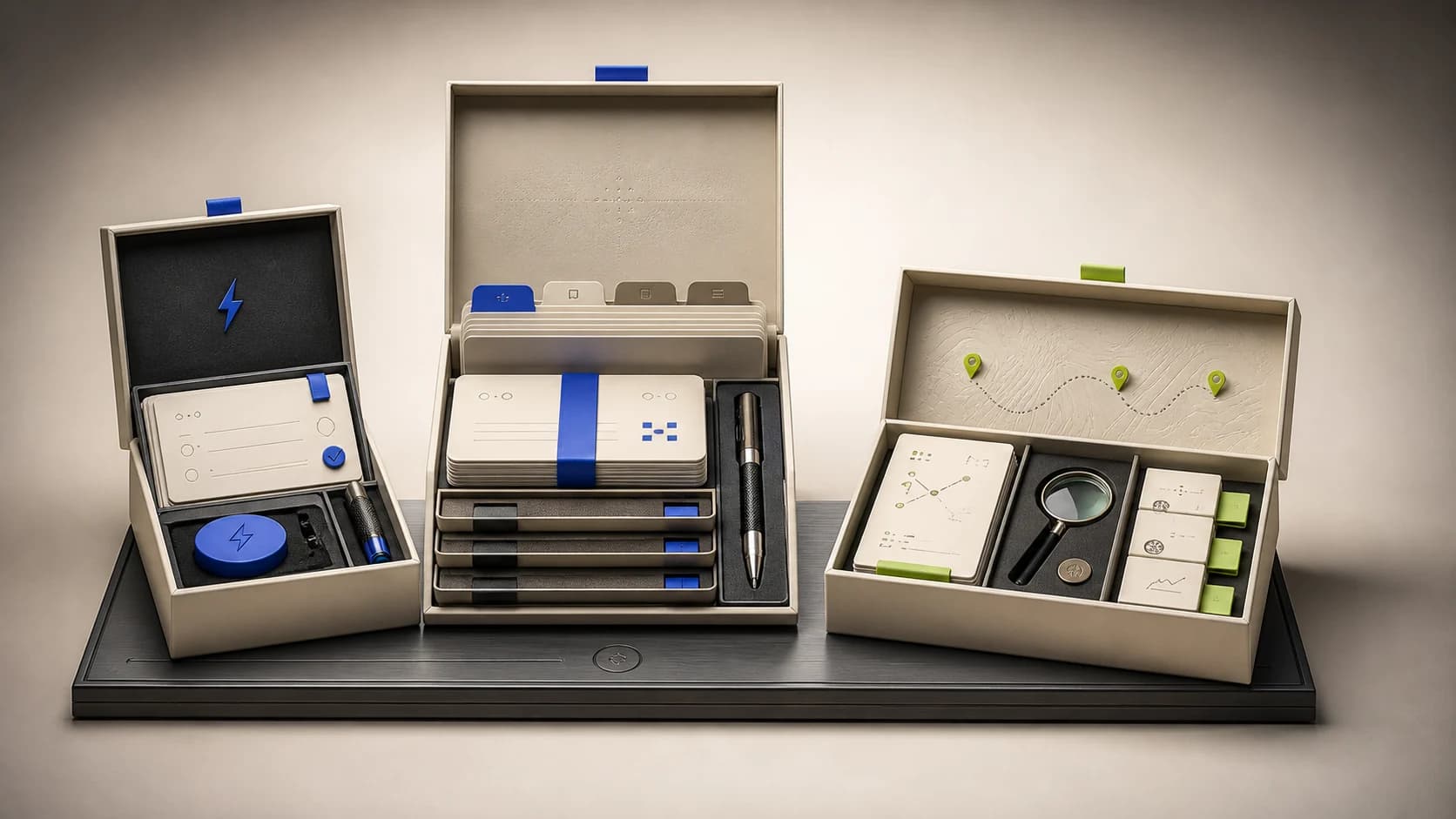Three premium service kits representing Ralphie engagement options